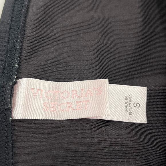 Victoria's Secret Belted Bikini Bottom Solid Black Floral 70s Print Belt Accent - Picture 4 of 8